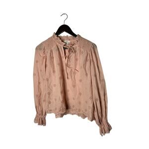 Othilia Top Womens XS Peach Peasant Prairie Cottagecore Smock Puff Anthropologie